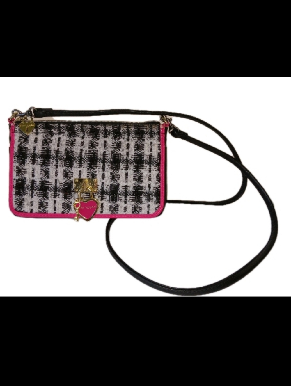 Betsey Johnson Tweed Crossbody Handbag - Picture 2 of 11